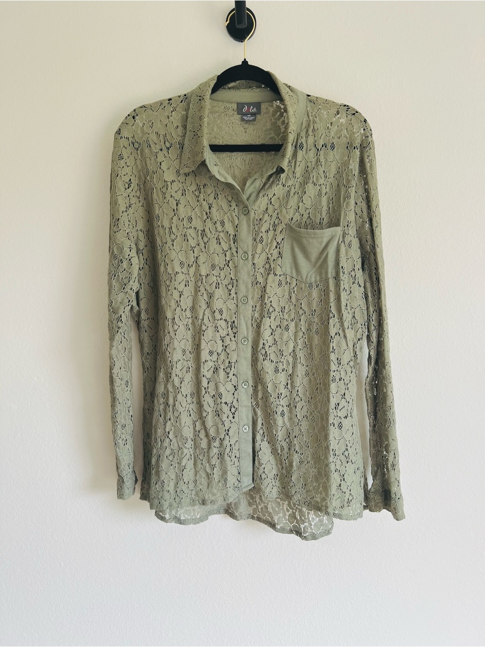 Dots Olive Lace Button-Up Shirt